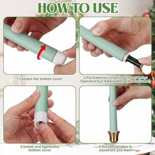 Image of Handepo 48 Pack Flameless LED Taper Candles Battery Operated, Boho Colors | 11 Inch Realistic Flickering Candlelights Plastic Last Long Window Candlestick for Halloween Christmas