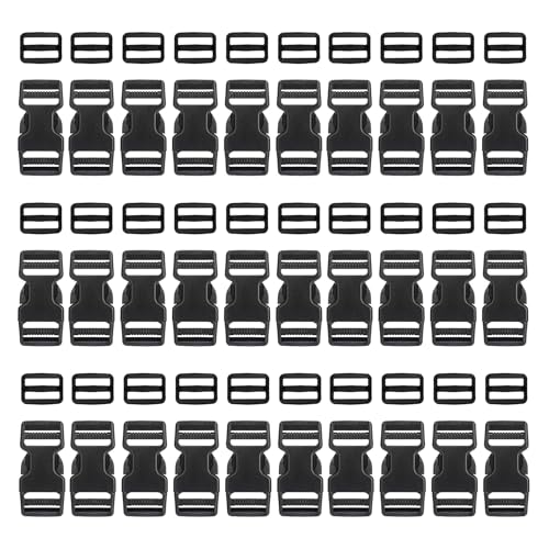 HUAZIZ 30 hebillas de plástico con Tri-Glide, hebillas de liberación rápida de 25 mm, hebillas laterales, hebillas de mochila, clips de plástico ajustables