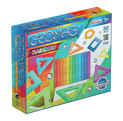 GEOMAG CLASSIC RAINBOW 32 Pièces Jeu Construction Magnétique pour Enfants dès 3 Fabrication Suisse Blocs Construction Colorés avec 12 Tiges 9 Billes 11 Tiles Jeux Aimanté STEM - vue 5