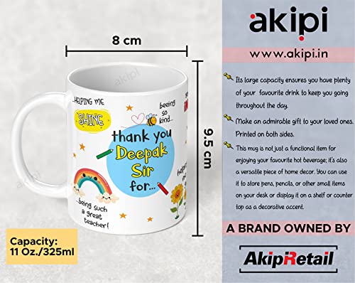 Image of Thank You Teacher Mug With Personalized Teacher's Name, Best Teacher Gift, Teacher Mug, Helping Me To Grow Ceramic Mug 11Oz Designer Coffee /Tea Cup Arm575 (Sir /Ma'Am), 325 ML