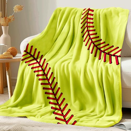KING DARE Softball Blanket - Soft Fleece Throw Blankets for Kids 8-12 Unique Gifts for Softball Lovers 40x50 Inch