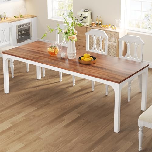 Tribesigns Mesa de Comedor Industrial 200 x 70 x 75 cm, Mesa de Cocina para 6-8 Personas, Mesa de Comedor Rectangular para Comedor, Cocina, Salón, Nuez