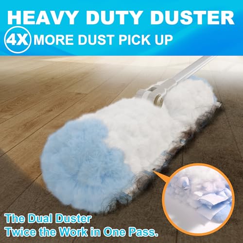 Image of JOYMOOP 6 ft Extendable Duster Handle with 24 Heavy Refills, Compatible with Swiffer Duster Refills, Disposable Microfiber Dusting Pads for Home Cleaning, Ceiling, Fan, Window, Hard-to-Reach Areas