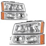 AUTOSAVER88 Headlight Assembly Compatible with 2003-2006 Chevy Silverado 1500 2500 3500 1500 HD 2500 HD Avalanche 1500 2500/07 Chevy Classic Pickup Headlamp Replacement (Not Fit Body Cladding Models)