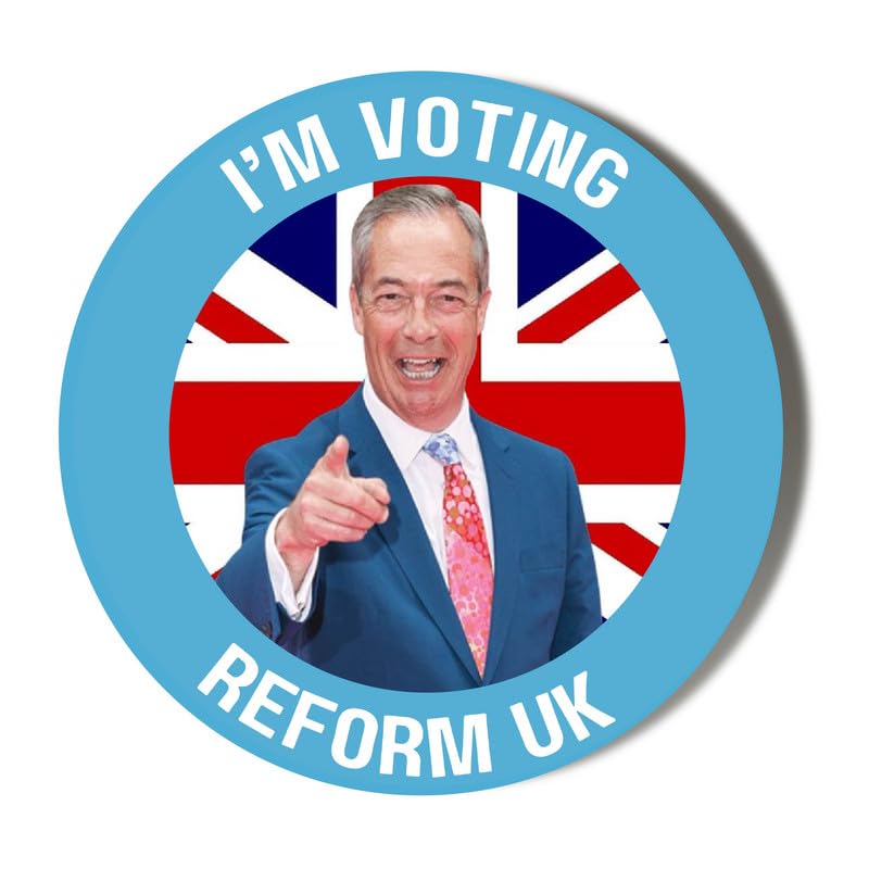 I'm Voting Reform UK - Nigel Farage - 10 x 49mm (1.9 inches) Stickers