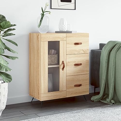 Lalfkkii Aparador moderno armario portaobjetos para salón, dormitorio u oficina, diseño sencillo y práctico, decoración de interiores, mueble de entrada, roble Sonoma, 69,5 x 34 x 90 cm
