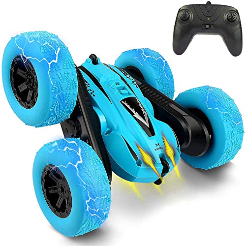 Remote Control Car, RC Cars Stunt Car Toy, 4WD 2.4Ghz Double Sided 360Â° Rotating RC Car with Headlights, Remote Control car for Girls/Boys 3-5 (Blue)