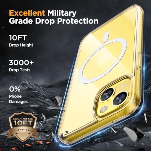 Image of Miracase Magnetic for iPhone 14 Case 6.1 inch (Compatible with MagSafe)(with 2X Screen Protectors) Military-Grade Protection, Anti-Fingerprint Translucent Matte Phone Case Cover, Clear