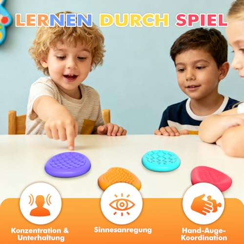 BDwing Silikon Fidget Toys Sensory Stones, 6 Stück Anti Stress Finger Spielzeug Stressabbau Reliever Geschenk für Kinder und Erwachsene, ADHS & Autismus Sensory Toys