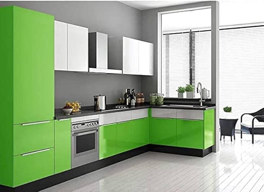 ERATO Glossy Wallpaper Peel & Stick Vinyl Contact Paper Self Adhesive Wallpaper for Kitchen Cabinets Furniture Countertop Removable Waterproof Wallpaper (Green Glossy, 2 Feet x 5 Feet) 2