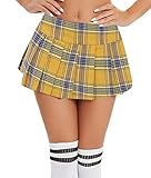 Avidlove Pleated Mini Skirt Mini Pleated Skirts for Women Mini Plaid Skirt Yellow S