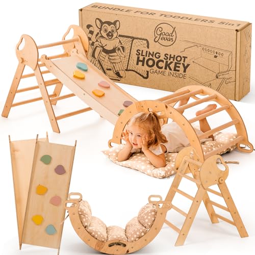Goodevas 5-in-1 Montessori Klettergerüst Set: Indoor Kletterdreieck,...
