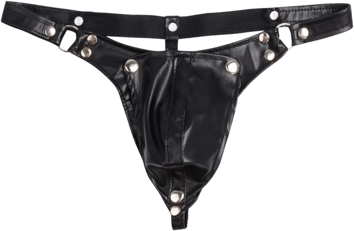 Men's Shiny Metallic Buckled Bulge Pouch G-String Thong T-Back Jockstrap Sexy Underwear