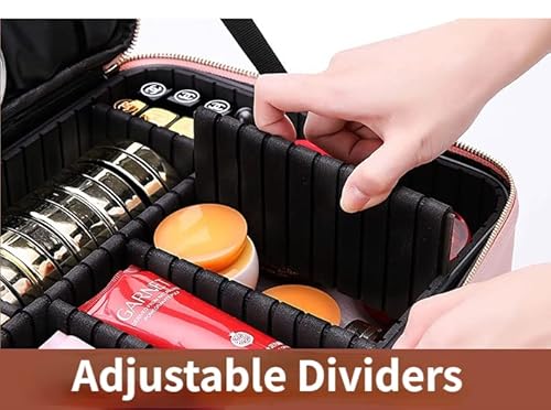 Bolsa de maquiagem de viagem com espelho, 3 cores ajustáveis, estojo organizador de maquiagem, estoj