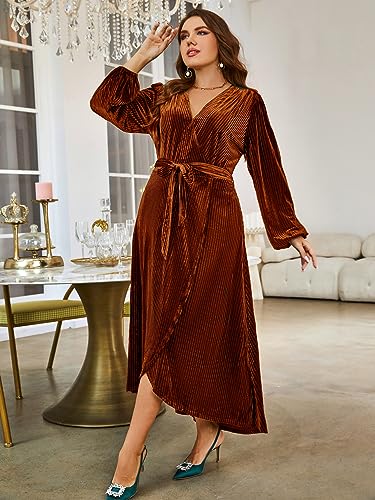 Image of BerryGo Women's Velvet V Neck Wrap Semi Formal Dress Cocktail Party Maxi Dress for Wedding Guest
