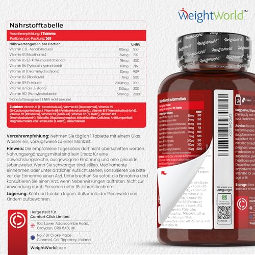 Vitamin B Komplex von WeightWorld Effektive Unterstützung für den Körper