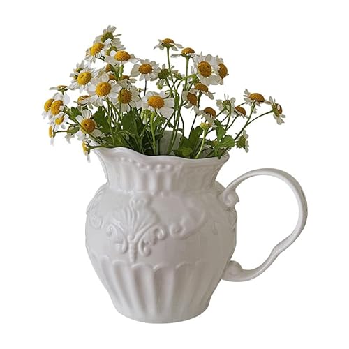 Brocca per latte in ceramica goffrata, grande capacità, contenitore per il latte del tè pomeridiano, contenitore decorativo per latte art