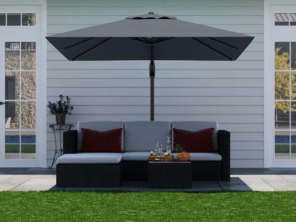 Large Cantilever Patio Umbrella, 10' X 10' Heavy Duty Aluminum Cantilever Offset Outdoor Umbrella with 360-Degree Rotation for Backyard, Deck, Pool, Gray