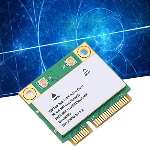 Tarjeta de Red Inalámbrica WiFi 6E Yosoo Health Gear, Adaptador Mini PCIE de Banda Triple (2.4 GHz / 5 GHz / 6 GHz) con Velocidad hasta 5374 Mbps y Bluetooth 5.3 para Laptop miniatura 3