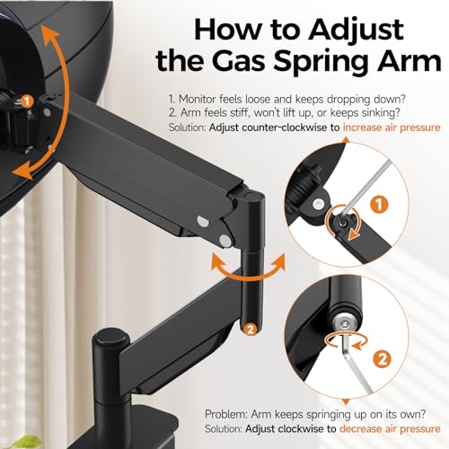 Image of Suptek Single Monitor Arm for 27-57 Inch Ultrawide Large Screen Monitors, Heavy Duty Gas Spring Desk Mount with Tilt Swivel, VESA 75 /100, Supports 59.4 lbs, Clamp & Grommet, MD71MAX