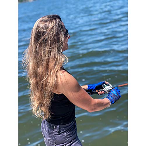 Kastking Sol Armis Sun Gloves Upf50+ Fishing Gloves Uv Protection Gloves Sun Protection Gloves Men Women For Outdoor, Kayaking, Rowing (H: Blue Patriot, Large/X-Large) #TOP5