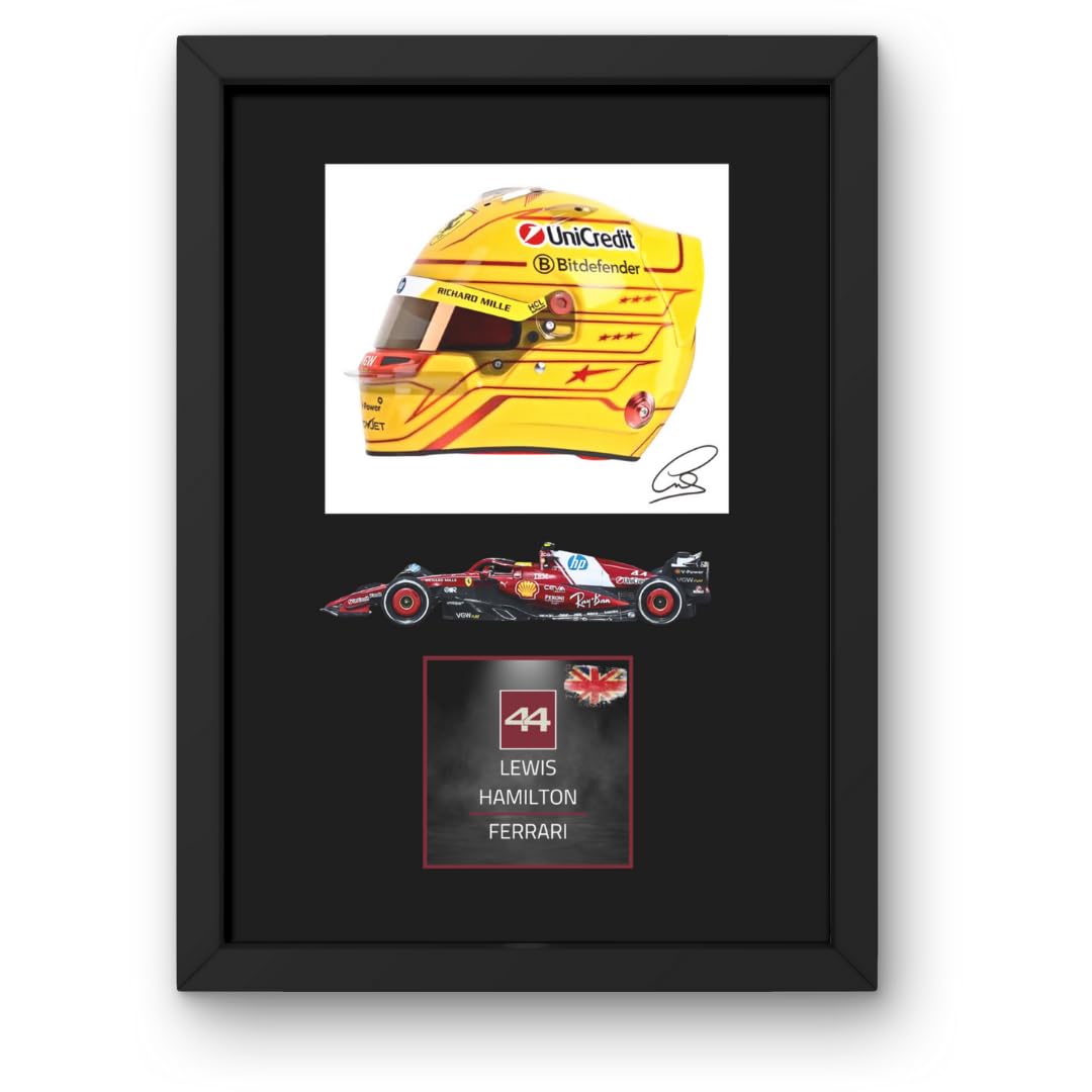 Lap Legends Lewis Hamilton Framed Display Gift with Reproduced Digital Signature (2025 Car)