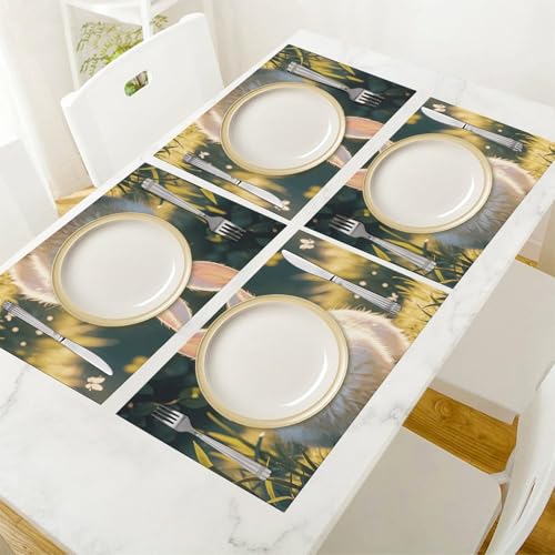 Sets de table lavables en vinyle tissé blanc durable pour salle à manger