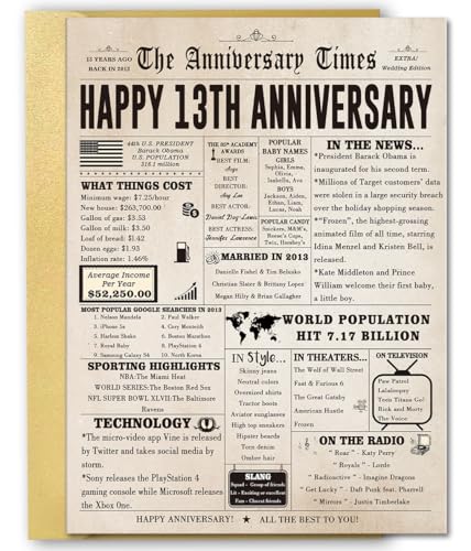FANCYLUCKY Jumbo 13th Anniversary Card for Him Her,...