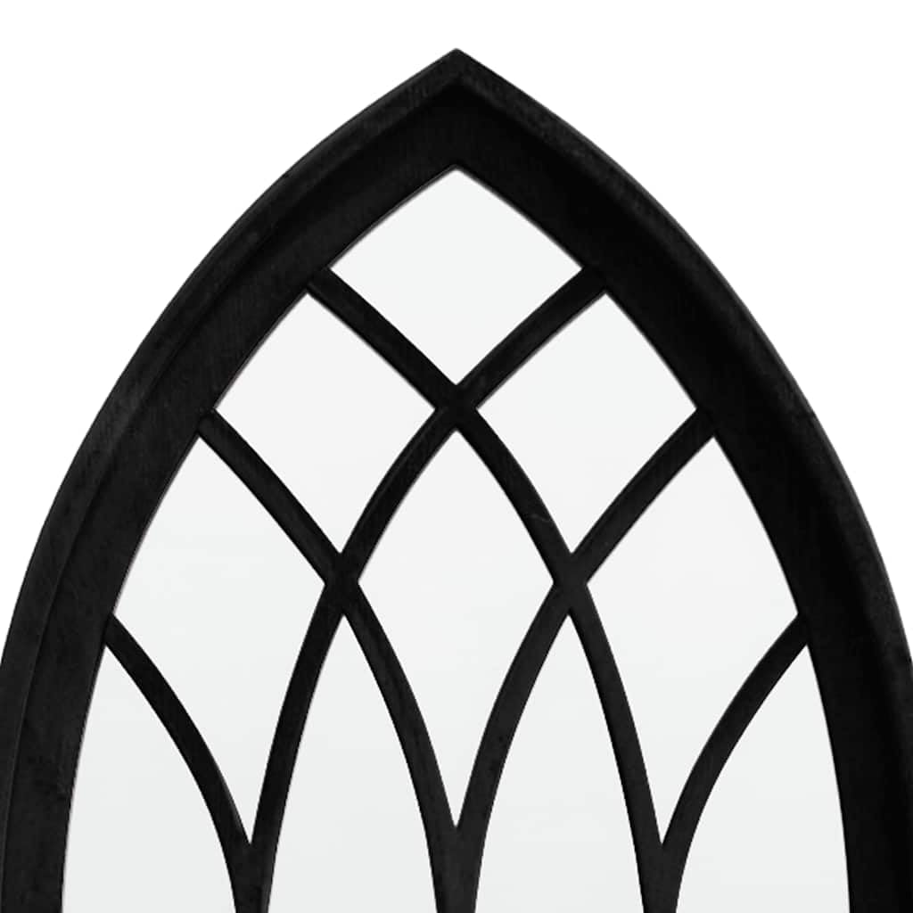 Espejo de jardín negro 70 x 30 cm hierro con efecto óxido cristal decoración de pared espejo para el hogar exterior para colgar para jardín
