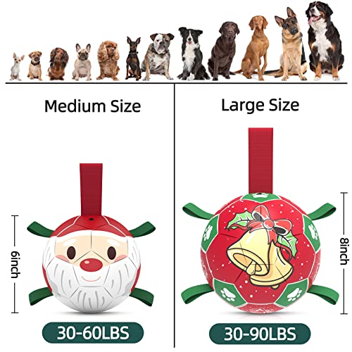 image for QDAN Christmas Dog Soccer Balls with Straps, Interactive Toys for Tug 