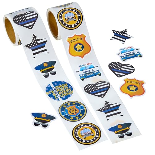 Playbees Police Stickers for Kids - 200 Pack of Law Enforcement Themed Designs - Kids Educational Arts and Crafts Back to School Teacher Awards Classroom Prizes Learning to Drive Encouragement