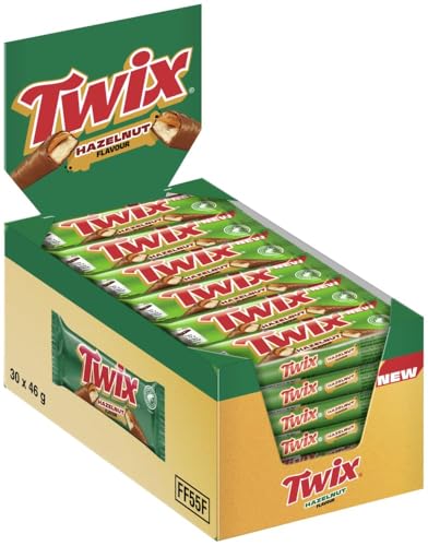 Twix Hazelnut Schokoriegel | Karamell auf knusprigem Keks mit Haselnuss | Schokoladenriegel, 30 x 46 g