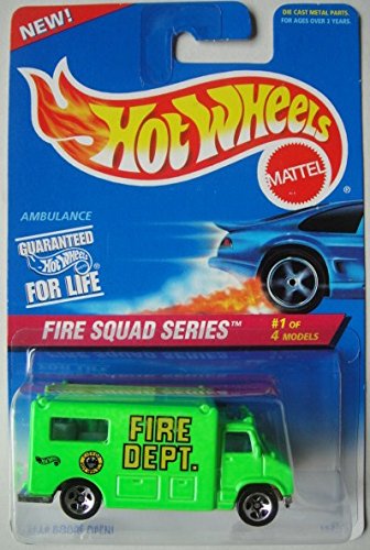 HOT WHEELS GREEN FIRE SQUAD SERIES AMBULANCE 1/4 1:64 SCALE DIE CAST