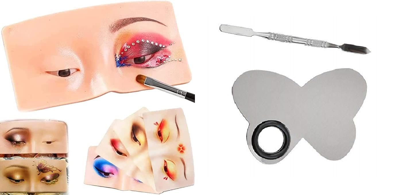 miss hot makeup practice face board, face dummy for makeup practice, practice skin board for makeup practice mask skin face eye with makeup palette