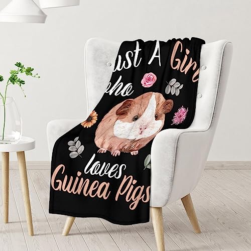 Guinea Pig Blanket Gifts - 60x80 Inches Cute Throw for Girls - Black Soft Fuzzy Blankets for Bed, Couch & Living Room