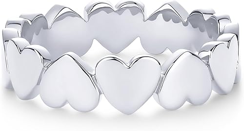 Miniatura 2 de PAVOI Anillo apilable de corazón chapado en oro de 14 quilates para mujer Anillos llamativos de amor de San Valentín