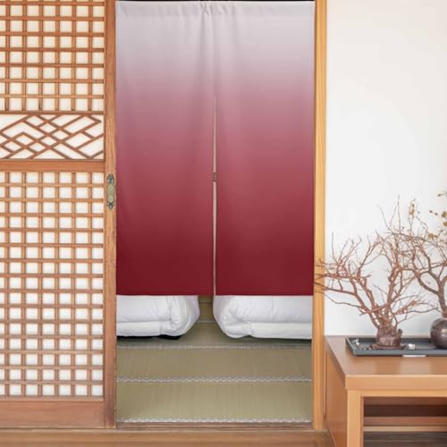 のれん ドアカーテン 透けない 遮光 幅100p×丈250cm 間仕切り ロッドポケット 断熱 防音 厚地 UVカット 保温 節電対策 装飾 玄関 ドア 寝室 暖簾 おしゃれ 目隠し グラデーション レッド 無地 洗濯機対応