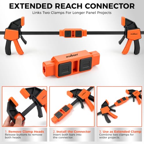 Image of 3-Pack Wood Clamps for Woodworking, 2-Piece 12 inch Bar Clamps with Clamp Connector, Quick-Release Wood Clamps with 150 LBS Load Limit, Wood Clamp Set for Woodworking, Gluing & DIY Projects