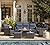 Yechen Patio Furniture Set 6 Peices with 44" Propane Gas Fire Pit Table -2 Wicker Swivel Rocking Chair, Outdoor Sectional Furniture Set with-4.3'' Cushion Conversation Sofa Set for Porch,Backyard