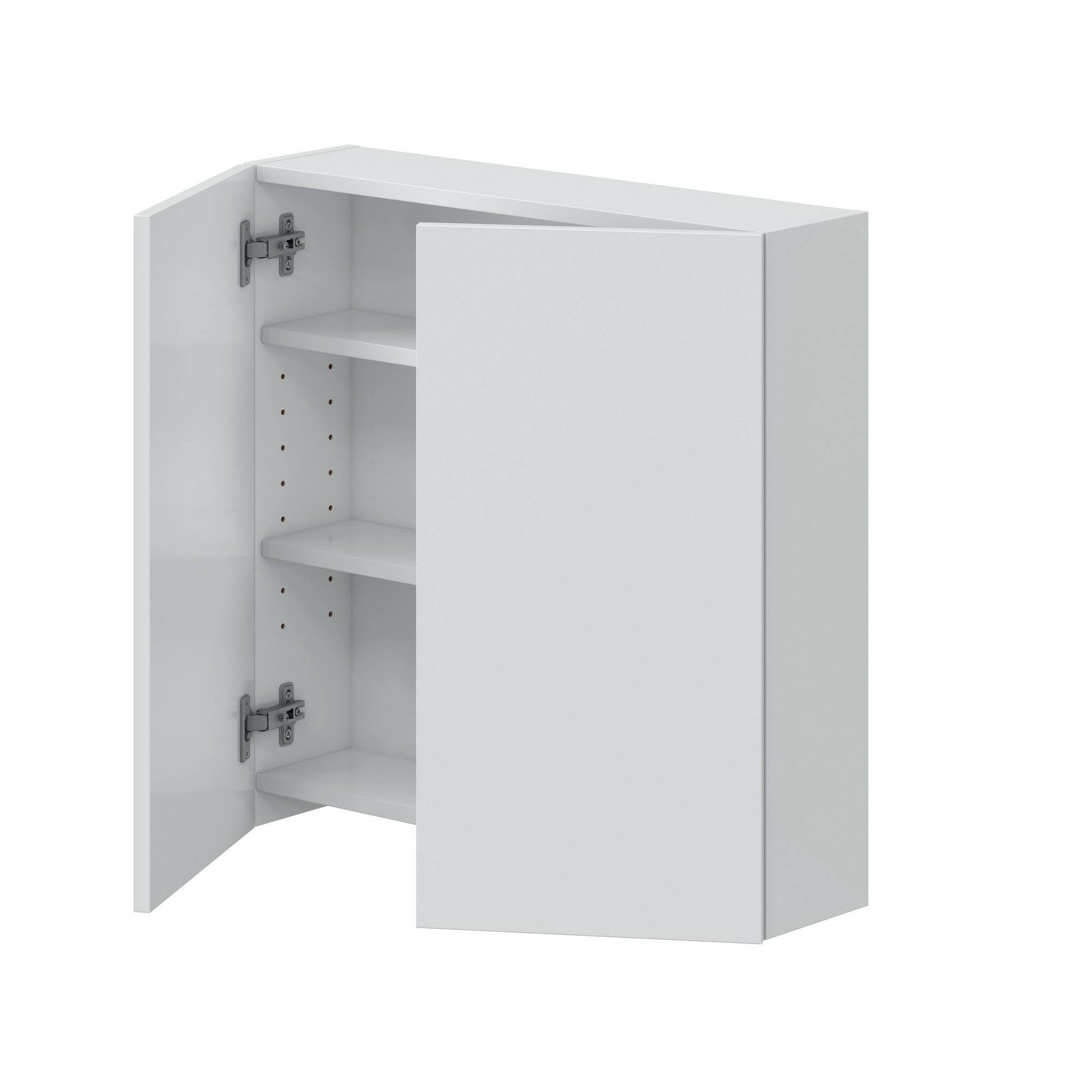 Dmora - Armoire Murale Connell, Armoire Suspendue, Etagère Murale, Armoire auxiliaire multifonctionnelle, 60x16 h60 cm, Blanc Brillant