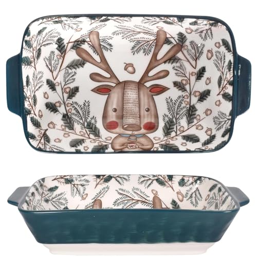 Teglia da Forno Pirofila Ceramica Rettangolare, con Manici in Ceramica, per Lasagne, Torte, Casseruole, Tapas