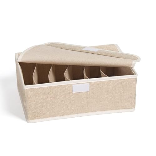 generic1 Unterwäsche-Organizer mit Gitter für flachen Schlafsaal Wohnung Faltbare Aufbewahrungsbox aus Baumwolle Leinen Cover