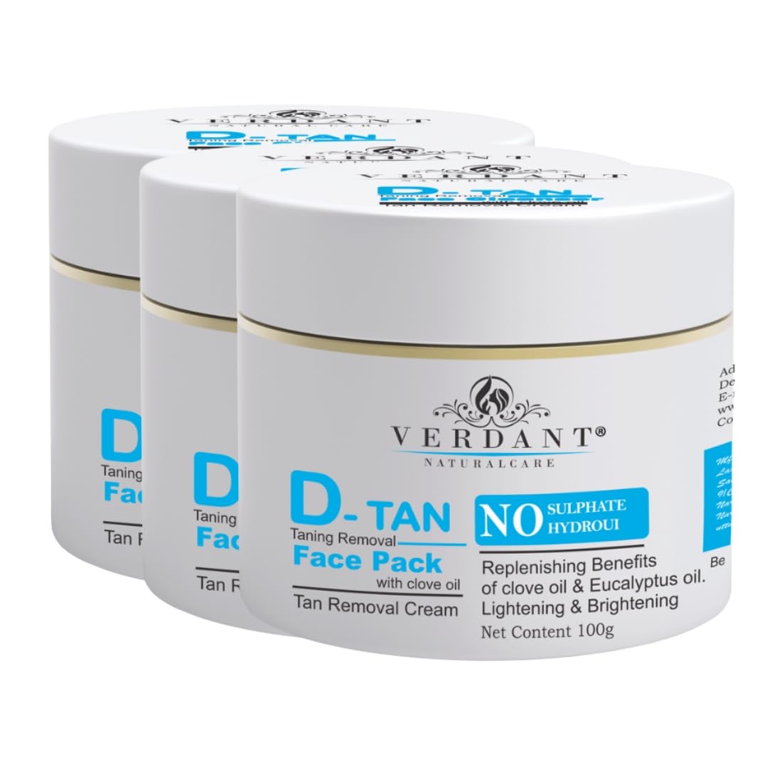 Instant Glow D Tan Pack for Tan Removal | Tan Removal Face Pack with Clove Oil | Face Pack for Glowing Skin (Combo Pack 3X100ml)