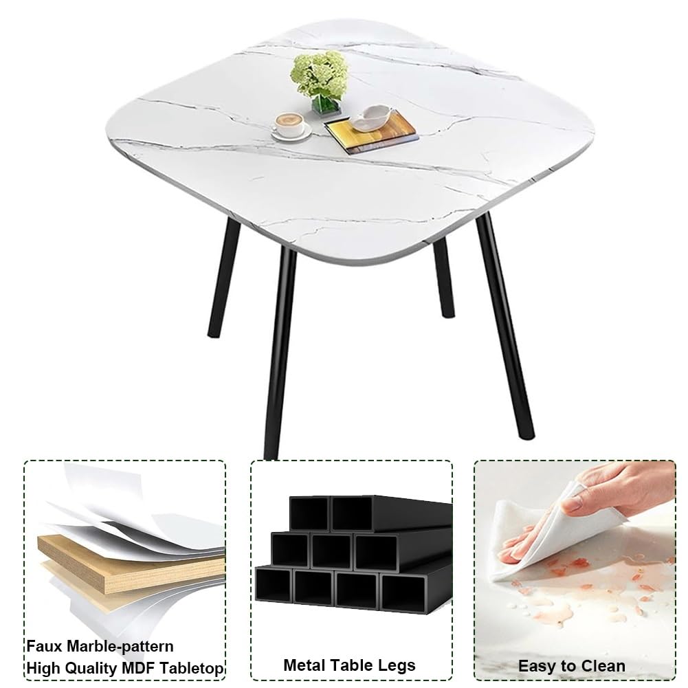 Set da tavolo quadrato compatto per 4 persone, ideale per cucina, sala da pranzo, reception, sala riunioni o incontri di lavoro, con 4 sedie, colore giallo.