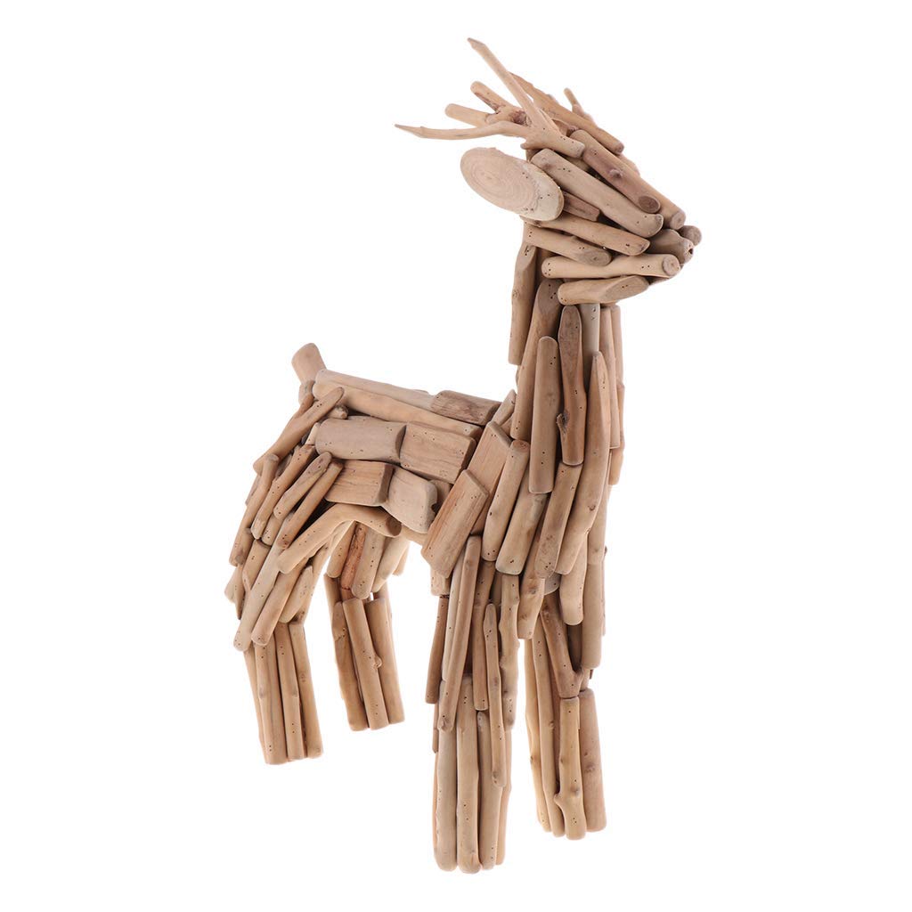 Estatua de ciervo animal, escultura decorativa de jardín, bastones de madera, oficina, decoración artesanal, regalo