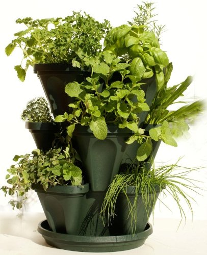 3 Tiered Hunter Green Stackable Indoor Outdoor Vertical Herb Planter 1303 #TOP27