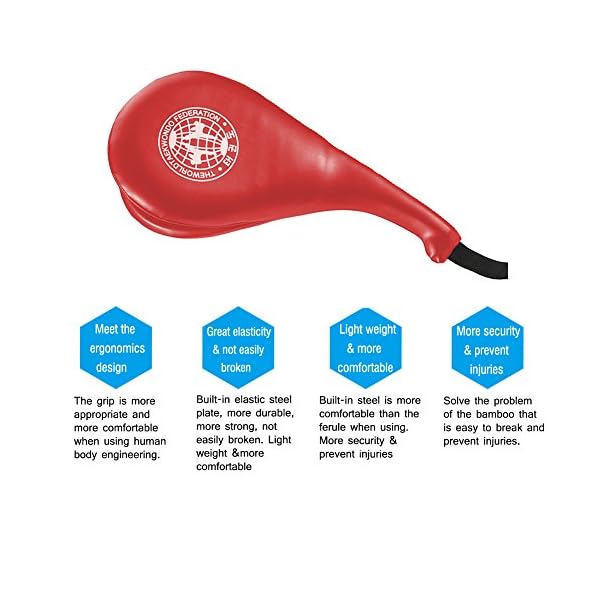 Taekwondo Kick Pad, Pack of 2 Taekwondo Durable Kick Pad Target Tae Kwon Do Karate Kickboxing Training (Red) Taekwondo Sparring Gear Tae Kwon Do Hand Slap Pads