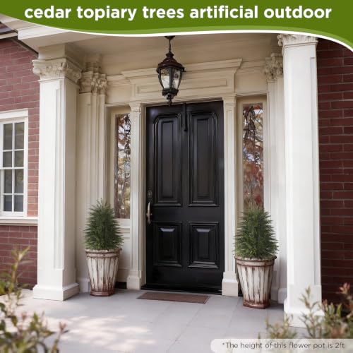 Image of 2 ft Artificial Topiary Cedar Trees Set of 2 for Outdoor