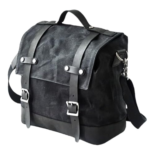 Deronder バイク用サイドバッグ、オートバイバッグ、サイドバッグ、防水、通勤カバン、メッセンジャーバッグ、収納バイク、バイクツールバッグ、汎用キャンバスバッグ、キャメルバッグ、ショルダーバッグ、テールバッグ (ブラック)