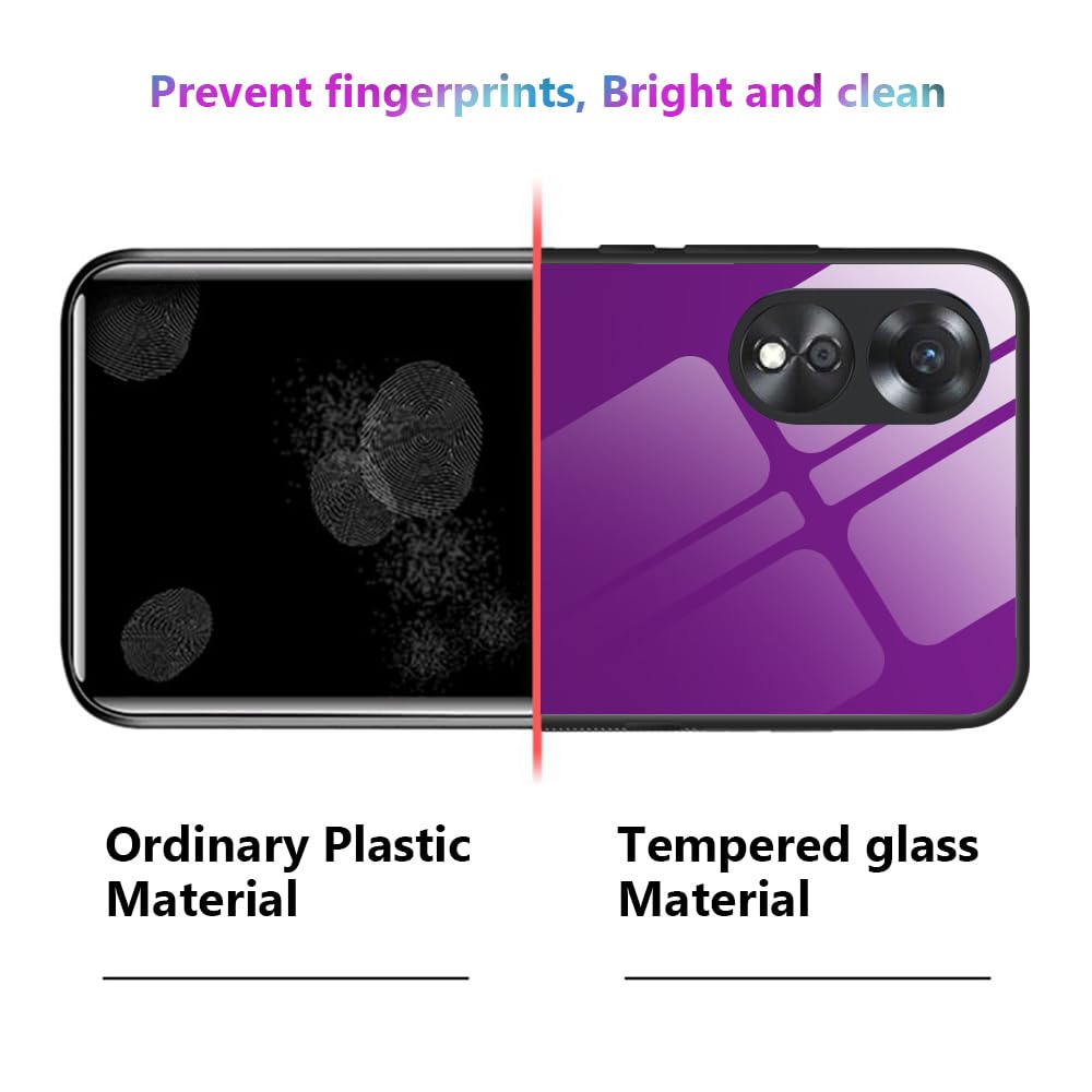 Dedux Custodia Cover per Oppo A58 4G, Custodia in Vetro Temperato Colore Puro Indietro + Protettivo TPU Case per Oppo A58 4G Cover (Azzurro 1